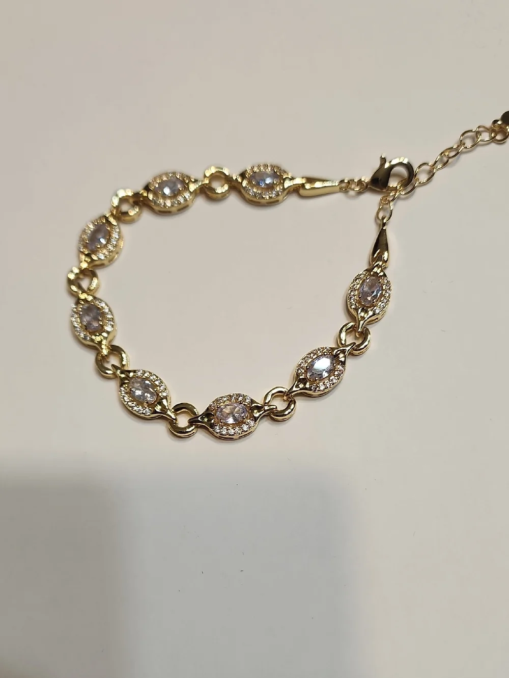 Multicolor Bracelet Light Blue Gem 1pc 18 K Real Gold Plated Anti-fading Luxury